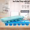 Silicone Ice Cube Tray With Lid Round 12 Slot