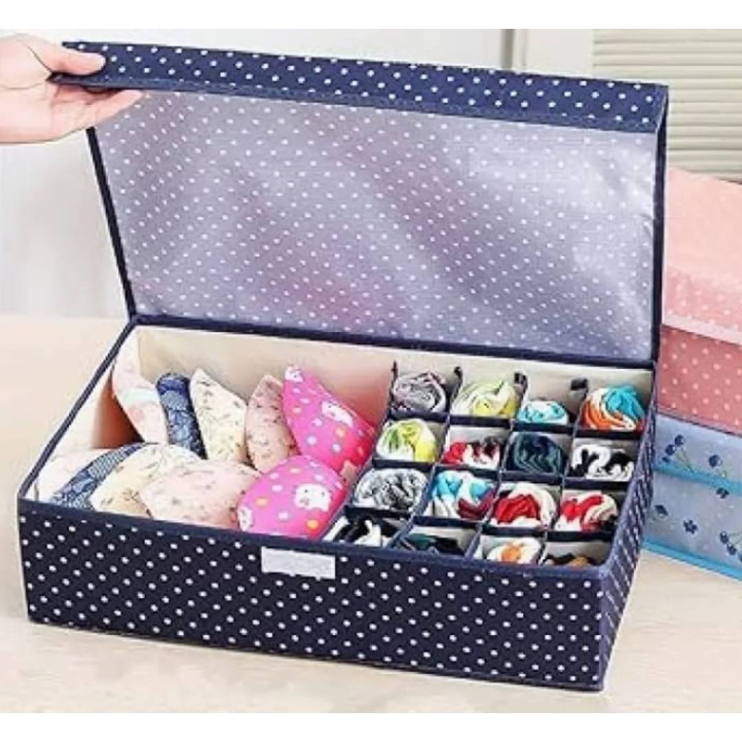 Undergarments Organizer Box With Lid Large Size 12 Small Pockets 1 Big