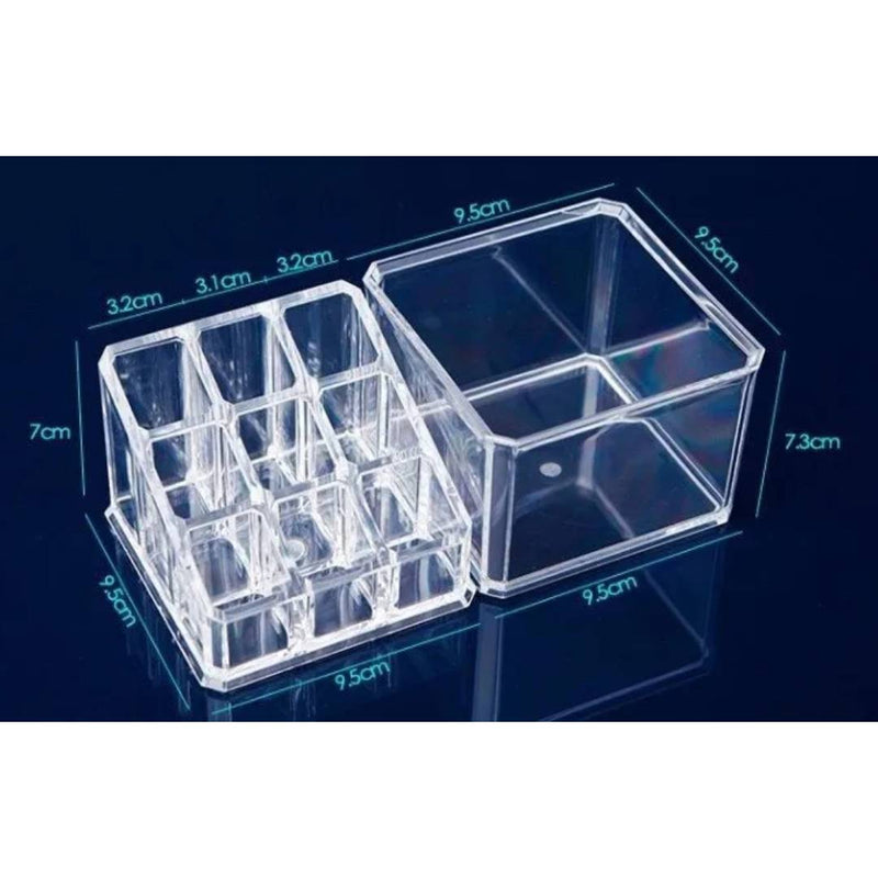 Acrylic Multi Grid 9 Lipstick Holder And 1 Box Makeup Cosmetics Organizer