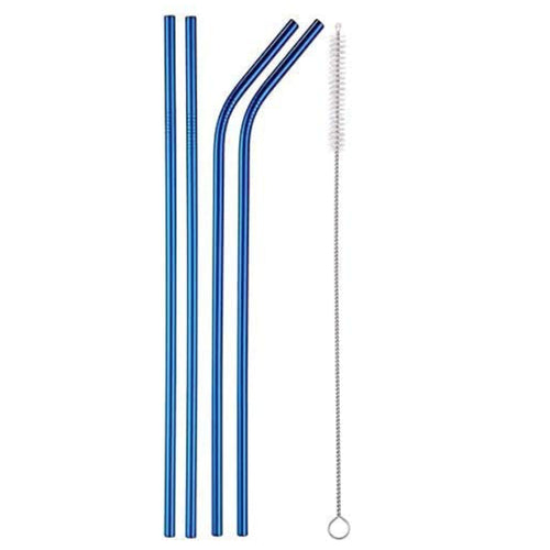 Reusable Stainless Steel Straw with Cleaning Brush Long Metal