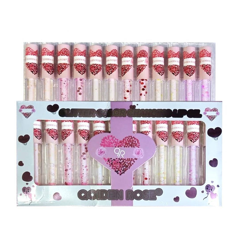 Qoiden Rose QR Glitter Color Changing Lip Oil 12Pcs Set