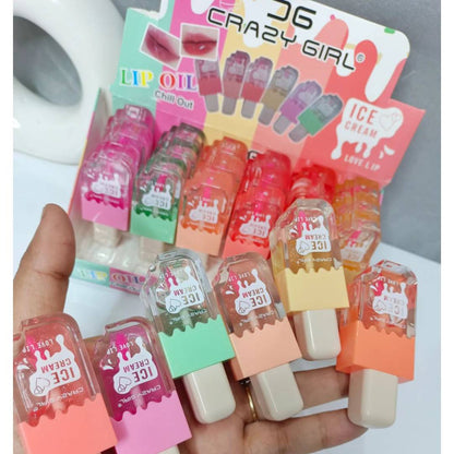 Crazy Girl Ice Cream Shape Fruit Flavor Lip Oil Lip Gloss 6Pcs Set
