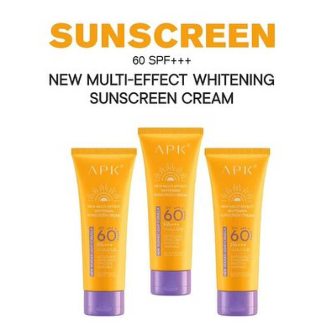APK SPF 60 New Feather Light Formula PA+++ Whitening Sunscreen Cream Waterproof & Sweatproof UVA/UVB Protection 100g