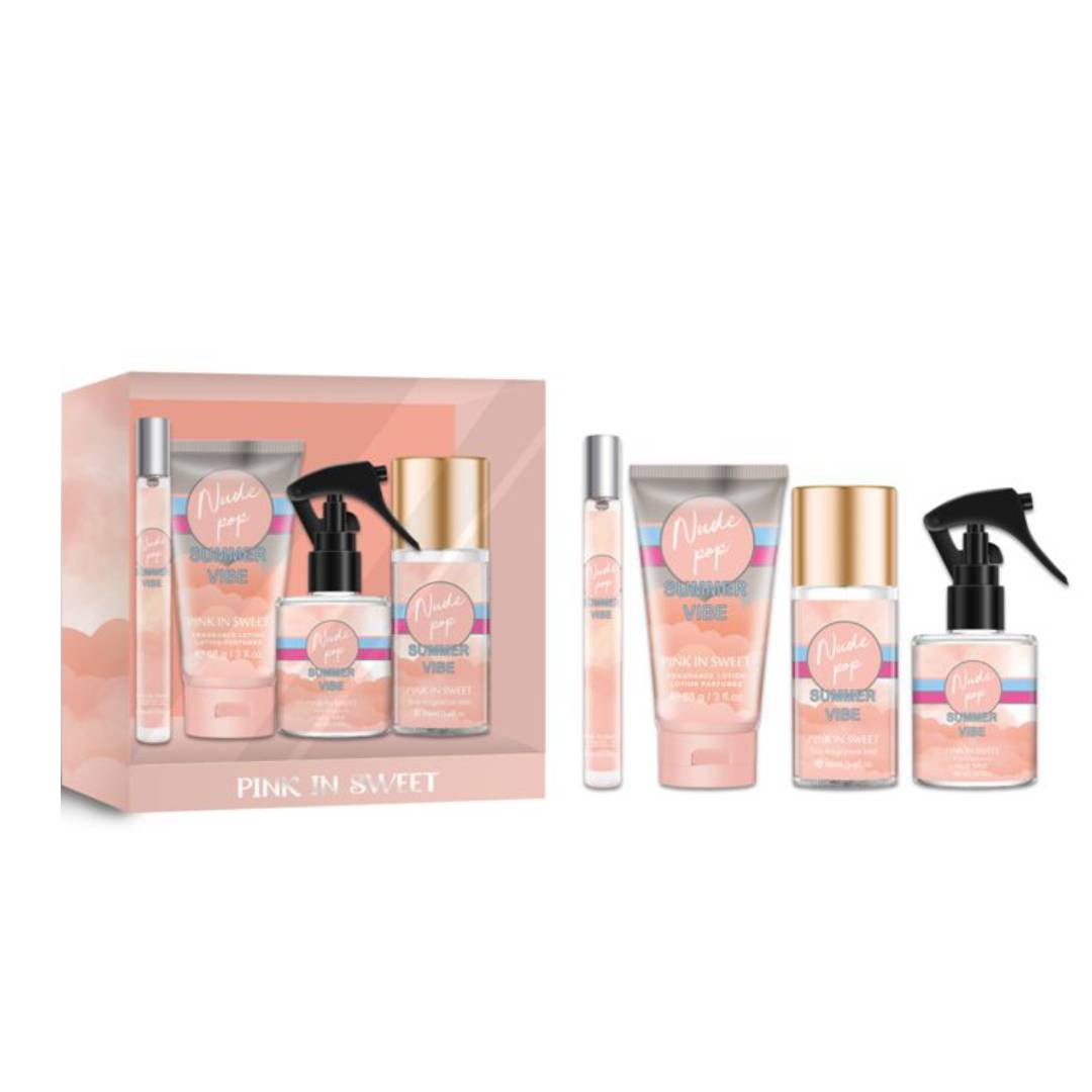 Pink In Sweet Nude Pop Summer Vibes Fragrance And Body Care 4pcs Set