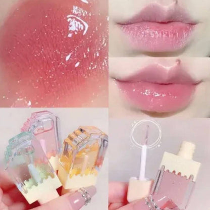 Crazy Girl Ice Cream Shape Fruit Flavor Lip Oil Lip Gloss 6Pcs Set