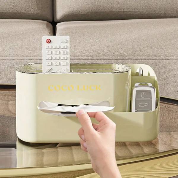 Modern Makeup Organizer With Tissue Box Stylish Cosmetic Display Desk Storage