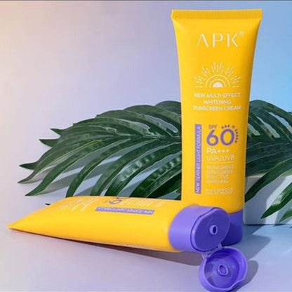APK SPF 60 New Feather Light Formula PA+++ Whitening Sunscreen Cream Waterproof & Sweatproof UVA/UVB Protection 100g