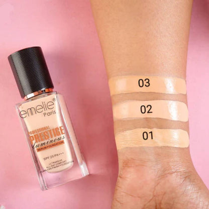 Emelie Professional Prestige Luminous Serum Foundation SPF 25/PA+++ Ultrawear All-Day Comfort Flameless Finish Foundation