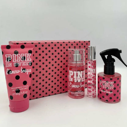 Pink In Sweet Fragrance And Body Care 4pcs Set
