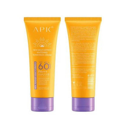 APK SPF 60 New Feather Light Formula PA+++ Whitening Sunscreen Cream Waterproof & Sweatproof UVA/UVB Protection 100g