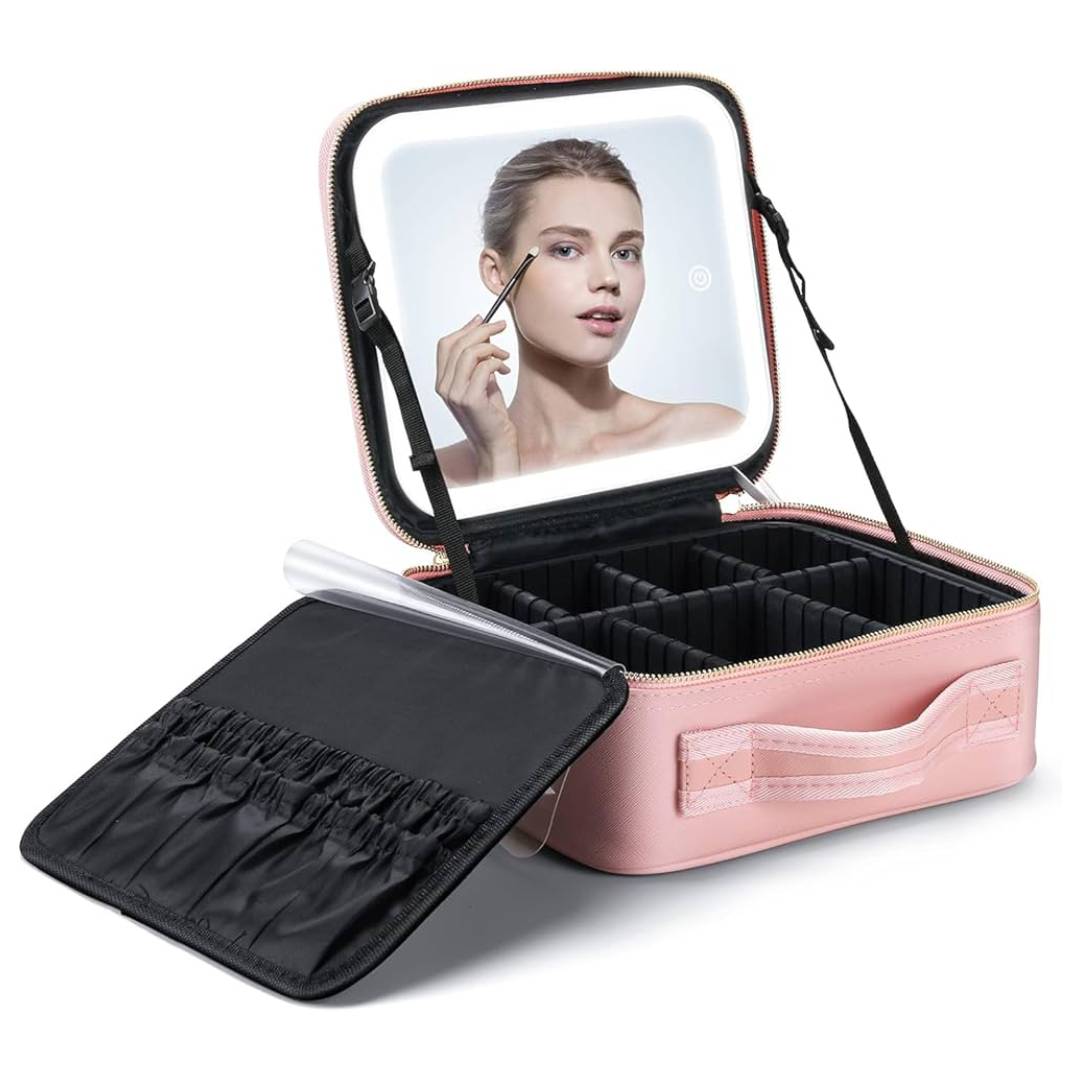 Professional Portable LED Makeup Cosmetics Travel Makeup Artist Storage Bag With Multiple Compartment And Mirror