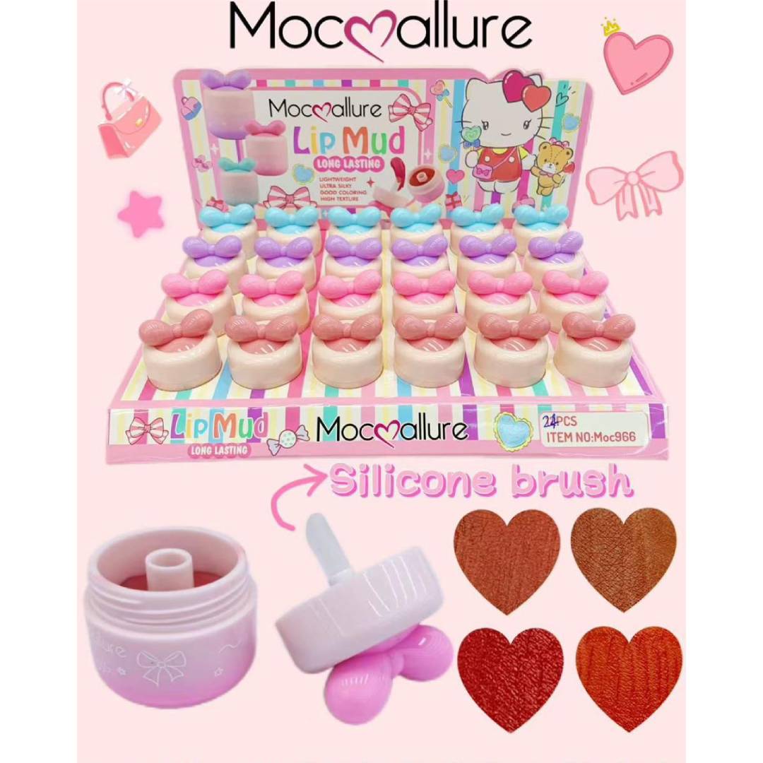 Mocallure Korean Bow Knot Lip Mud Long Lasting Lip Gloss 4Pcs Set