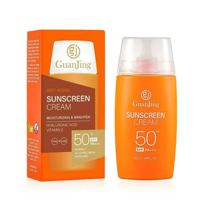Guanjing Anti-Aging Sunscreen Cream SPF 50+ PA+++ Moisturizing & Brightening with Hyaluronic Acid & Vitamin E – 50g