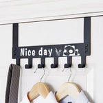 Nice Day Cartoon Door Back Hanger With 6 Hooks Iron Material Punch-Free