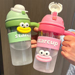 Cute Star Cup Water Bottle Tumbler With Handle And Straw 600ml