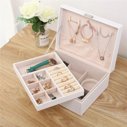 2 Layer Luxurious Leather Jewelry Organizer