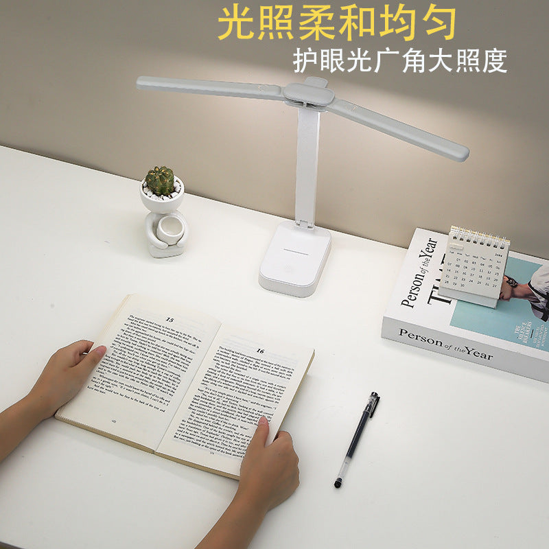 Double Head LED Table Lamp USB Rechargeable Touch Dimmable With Mobile Holder