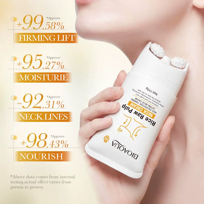 Bioaqua Rice Raw Pulp Neck Cream with Roller 110g