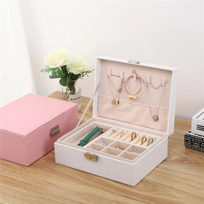 2 Layer Luxurious Leather Jewelry Organizer