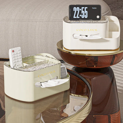 Modern Makeup Organizer With Tissue Box Stylish Cosmetic Display Desk Storage