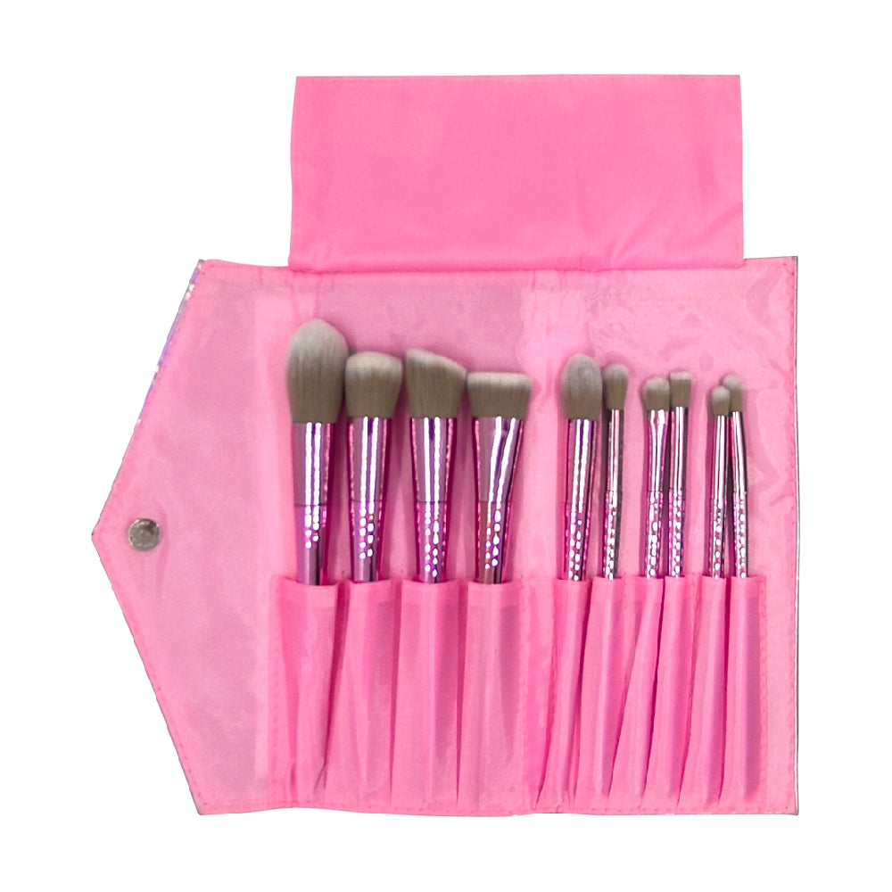 10pcs Premium Synthetic Foundation Powder Concealers Eye shadows Blush Makeup Brushes Rose Gold Cosmetic Brushes with Travel Bag