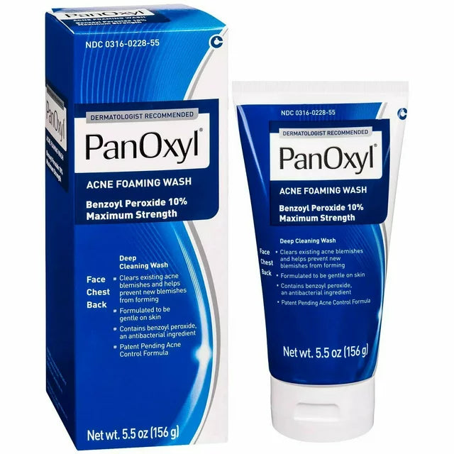 Panoxyl Acne Foaming Face Wash Benzoyl Peroxide 10% Maximum Strength 5.5 Oz