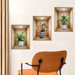 3D Plant Vase Wall Decor Stickers Self Adhesive