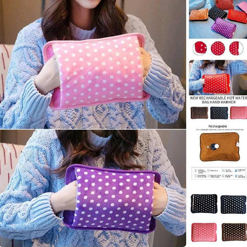 Portable Electric Rechargeable Velvet Hot Water Warmer Bag Pad Back Knee Pain Relief Heating Gel Pad