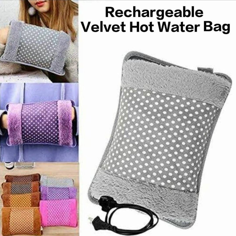 Portable Electric Rechargeable Velvet Hot Water Warmer Bag Pad Back Knee Pain Relief Heating Gel Pad