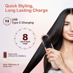 Portable USB Rechargeable Cordless Hair Straightener Brush