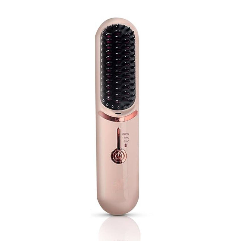 Portable USB Rechargeable Cordless Hair Straightener Brush