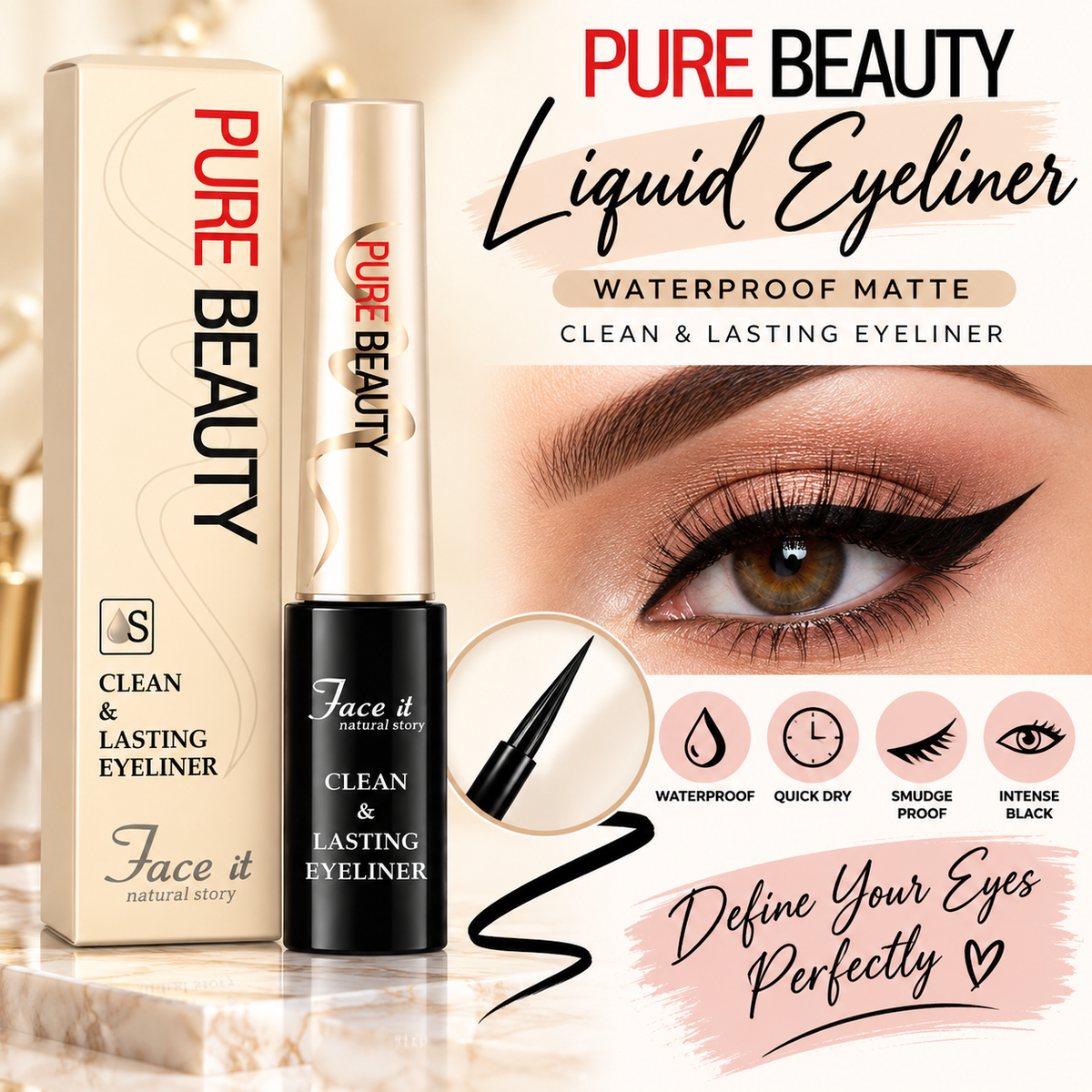 Face It Pure Beauty Waterproof Matte Liquid Eyeliner