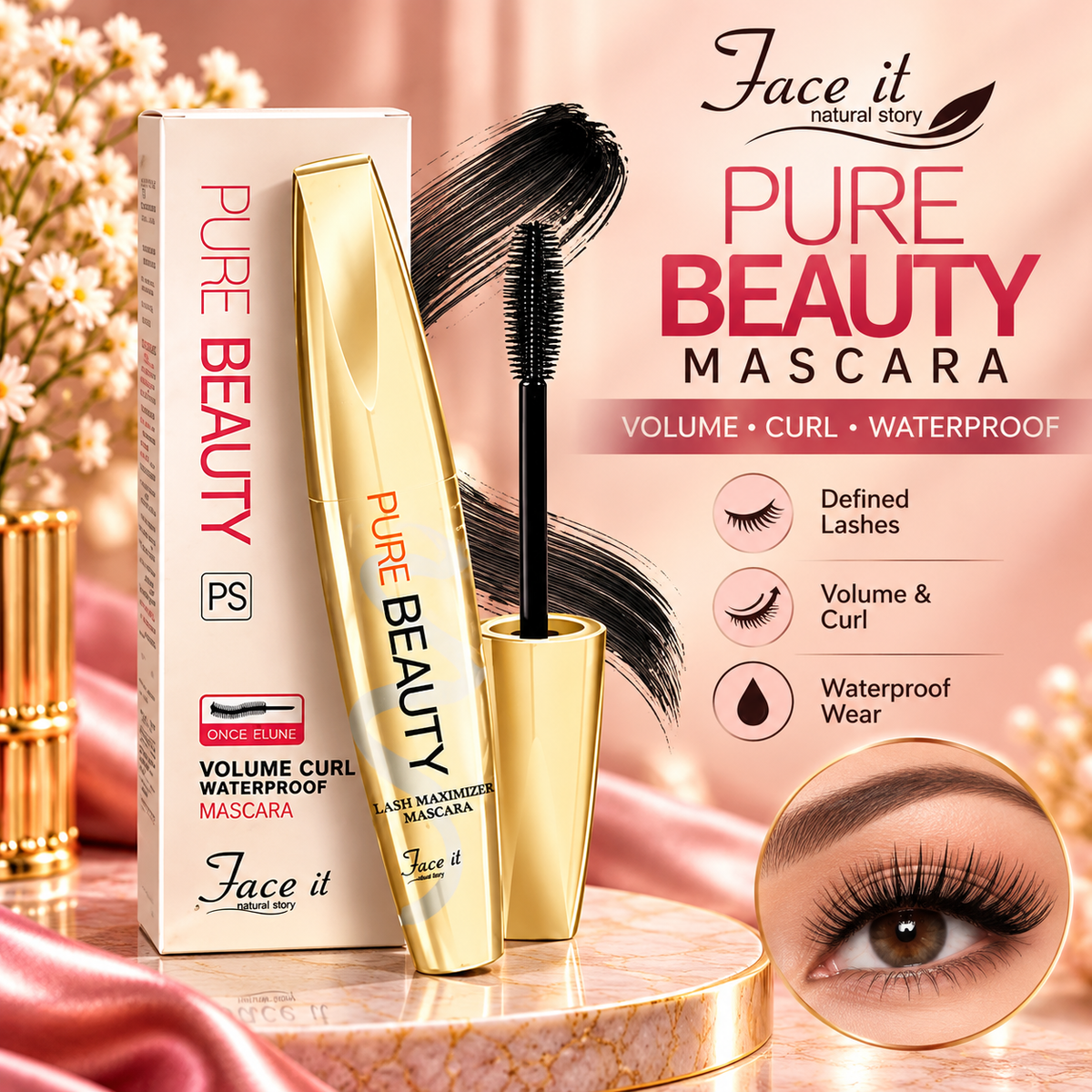 Face It Pure Beauty Volume Curl Waterproof Mascara
