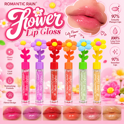 Romantic Rain Flower Design Glitter Lip Gloss