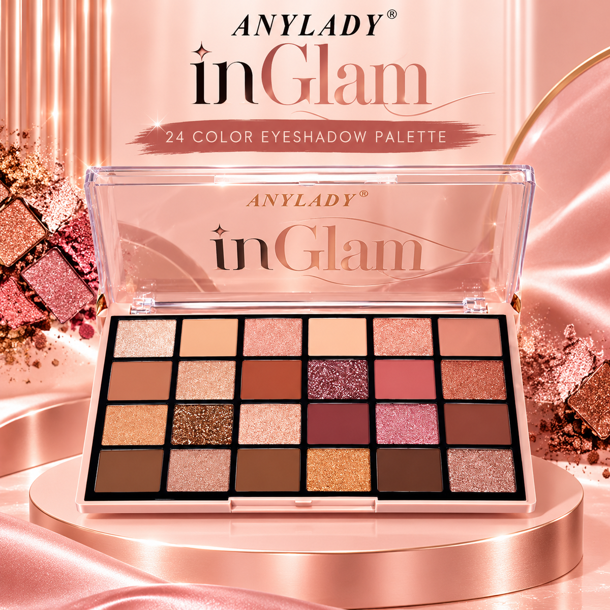 Anylady inGlam 24-Color Eyeshadow Palette – Matte & Shimmer Professional Makeup Palette (Model 8440)