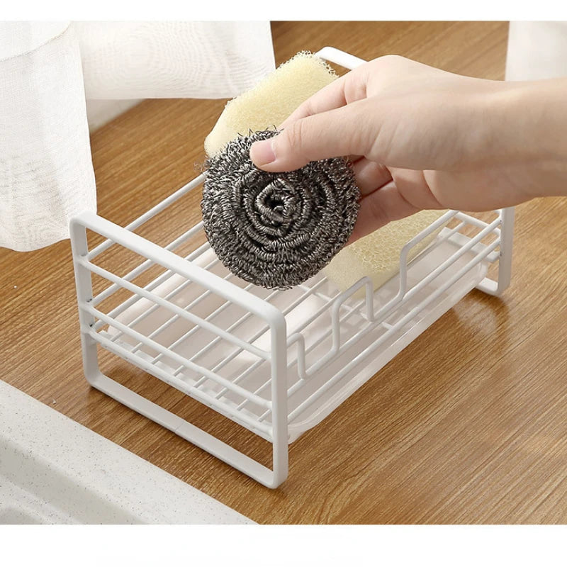 Multifunctional Kitchen Sponge Soap Scrubbers Holder Organizer Iron Material