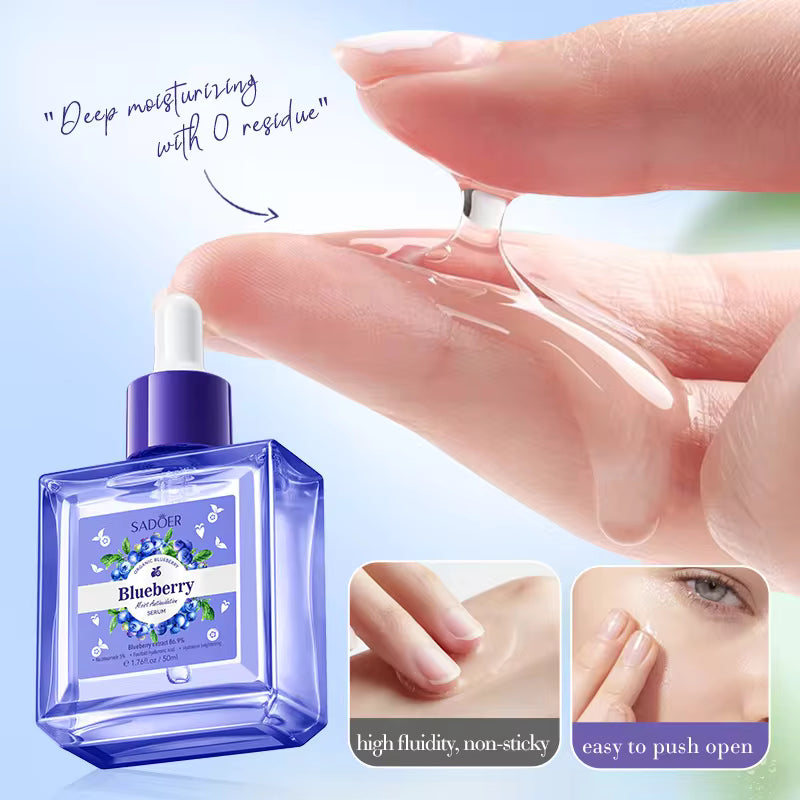 Sadoer Blueberry Hyaluronic Acid Face Serum Facial Essence Moisturizing Firming Nourishing Facial Serum For Face Skin Care