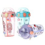 Cute Double Compartment Water Bottle With Two Straws For Kids