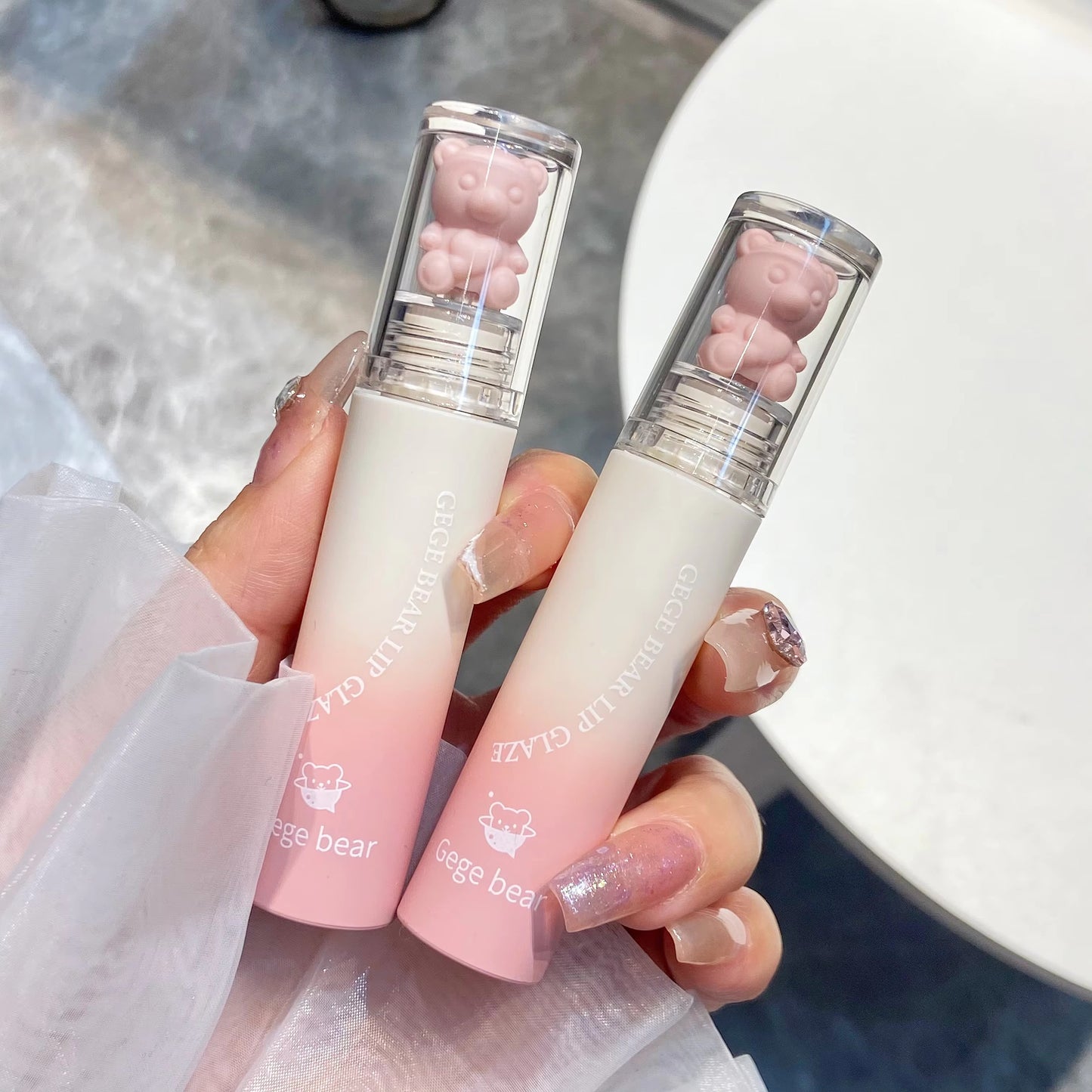 Gege Bear Pink Bear Lip Glaze Matte Lipgloss 6Pcs Set