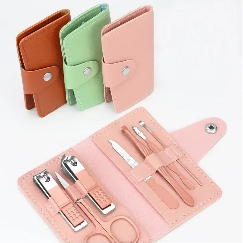 Stainless Steel 7in1 Nail Cutter Set High Quality Manicure Set Nail Self Grooming Kit With Leather Pouch