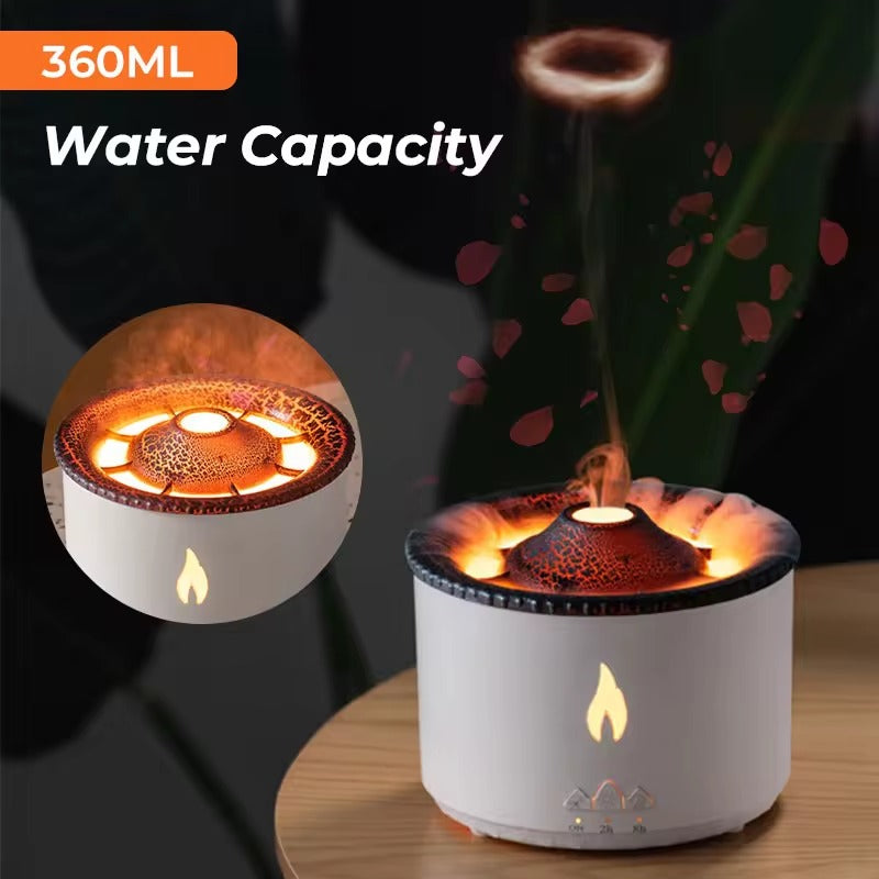 Portable New Fine Fog Volcanic Flame Aroma Diffuser Essential Oil Lamp USB Air Humidifier Night Light