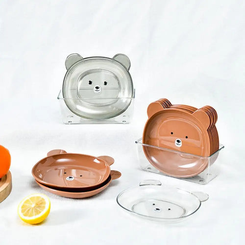 Mini Cute Cartoon Bear Plate For Snacks Candy Fruit Dish Kitchen Tableware Pack of 8