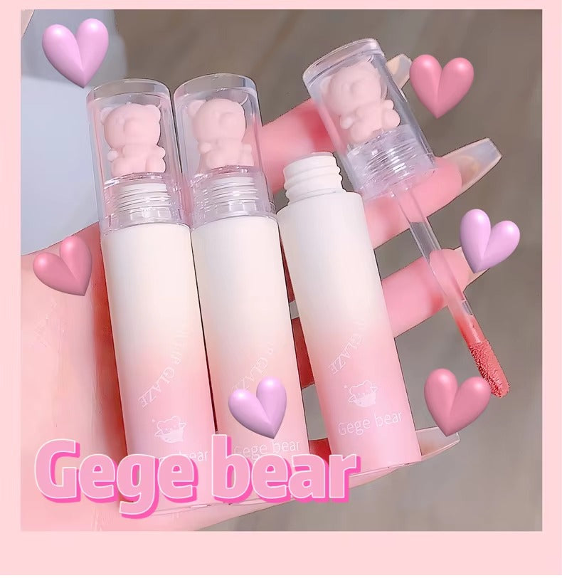 Gege Bear Pink Bear Lip Glaze Matte Lipgloss 6Pcs Set