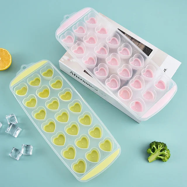 Silicone Heart Shape Ice Tray Soft 18 Grids Ice Mold Tray