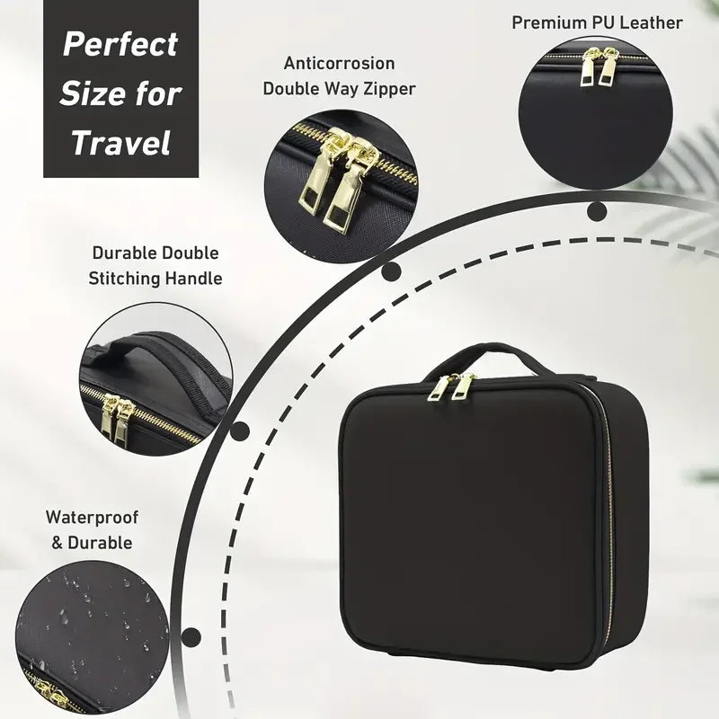 Professional Portable LED Makeup Cosmetics Travel Makeup Artist Storage Bag With Multiple Compartment And Mirror