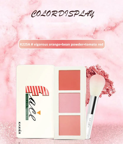 Kaxier 3 Color Blush Palette With Brush