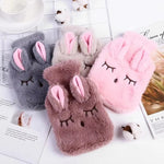 Hot Water Bottle Cover Soft Rabbit Knitted Cozy Plush Cover Bag