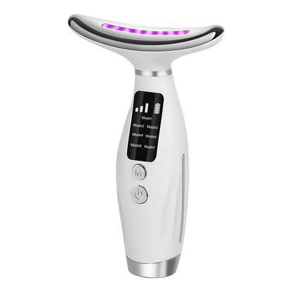 Face And Neck Beauty Device With 7 Colors Of LED Lighting, Vibration Massage, Neck Line Improvement, Double Chin Reduction, Neck Lifting Massager