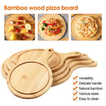 Round Shape Bamboo Pizza Plate Wooden With Long Handle