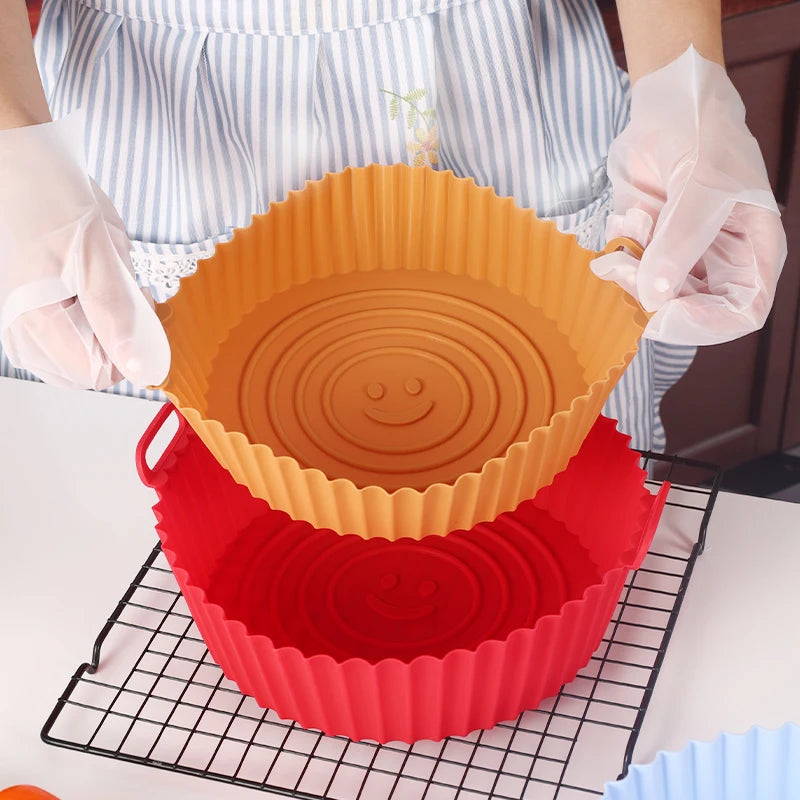 Silicone Air Fryer Tray Oven Tray Pizza Fried Chicken Baking Reusable Basket